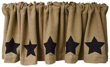 Black Star Burlap Valance - The Fox Decor